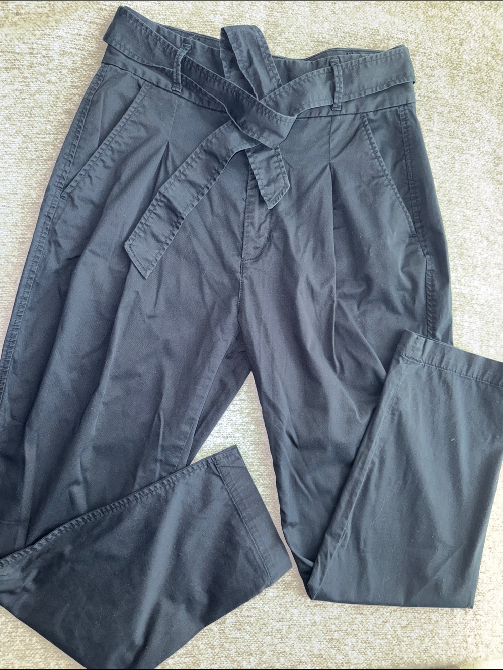 Ralph Lauren Navy Paperbag Waist Chinos with Tie Belt Size 6